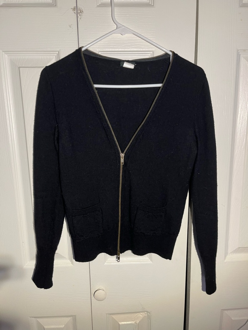 J. Crew Black V-Neck Zip Cardigan